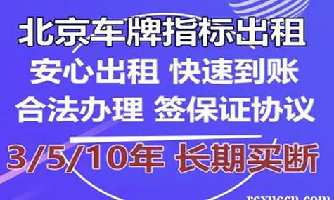 2024北京租车牌照中介价格（车牌指南）